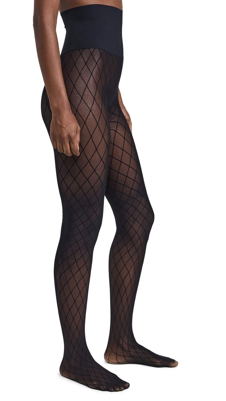 8144 Lattice Net Stockings, Black, M